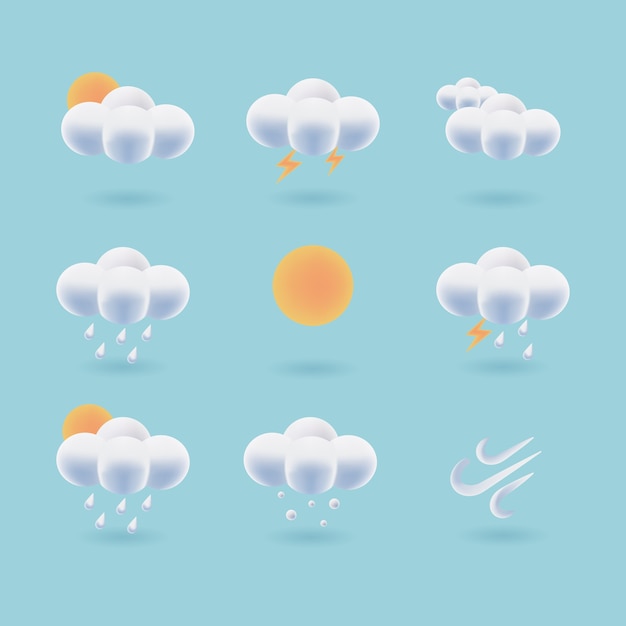 Download Premium Vector | Collection of 3d weather icon. fluffy ...