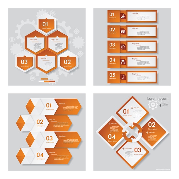 Premium Vector | Collection of 4 orange color design template