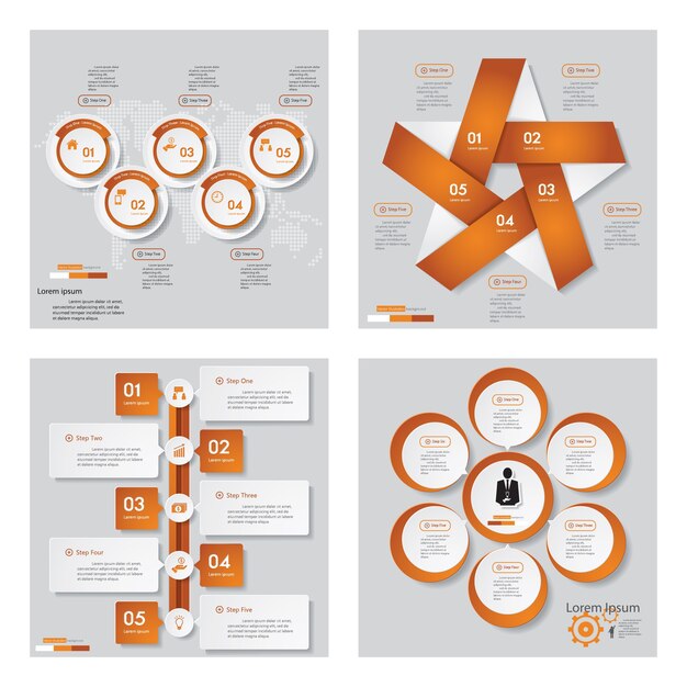 Premium Vector | Collection of 4 orange color design template