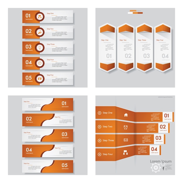 Premium Vector | Collection of 4 orange color design template