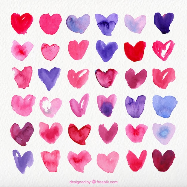 Free Vector Collection Of Abstract Watercolor Hearts