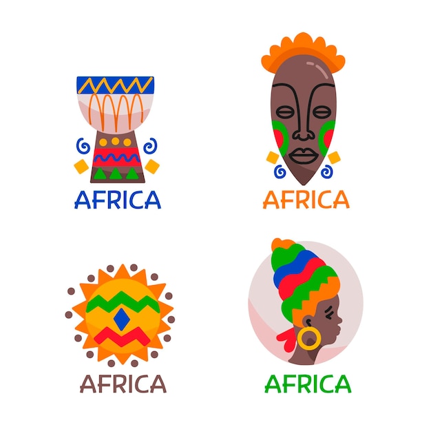 Free Vector | Collection of africa logo template