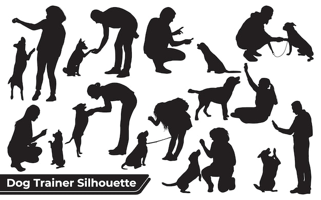 Premium Vector | Collection of animal dog trainer in different positions