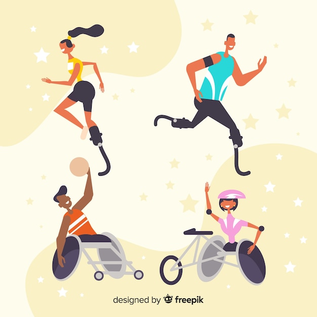 Collection of athletes with disabilities Vector | Free Download