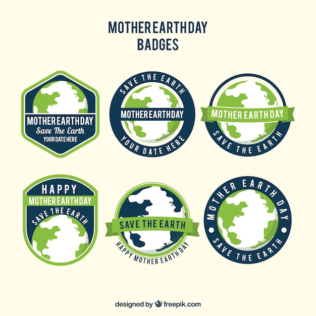 Collection of badges for the international earth day ...