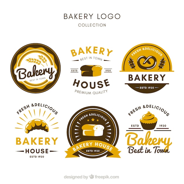 Download Free Download This Free Vector Collection Of Bakery Logos In Flat Style Use our free logo maker to create a logo and build your brand. Put your logo on business cards, promotional products, or your website for brand visibility.