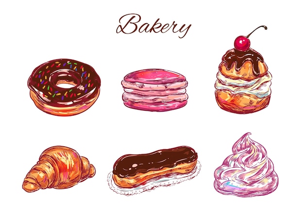 Premium Vector | Collection Of Bakery And Sweets Colorful