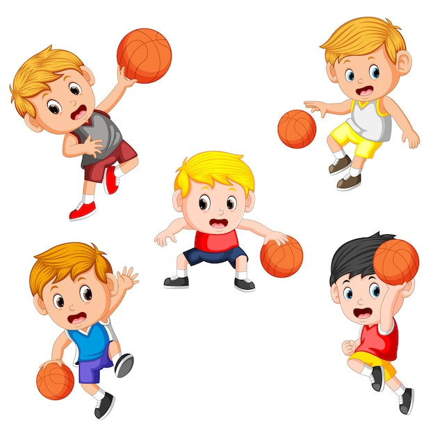 Premium Vector Collection Of The Basketball Children Player