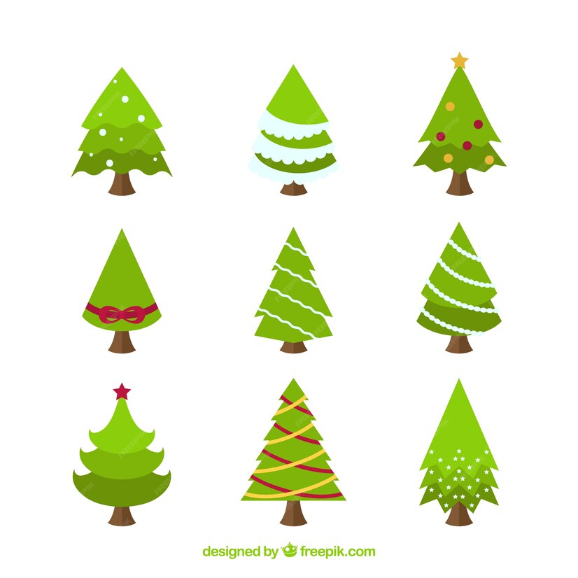 Free Vector | Collection of beautiful christmas tree in flat design