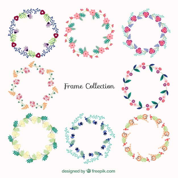 Free Vector | Collection of beautiful floral wreath