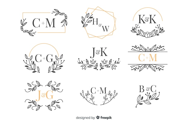 Download Collection of beautiful ornamental wedding monogram | Free ...