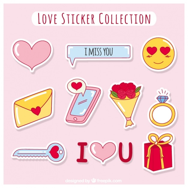 Free Vector | Collection of beautiful stickers of love