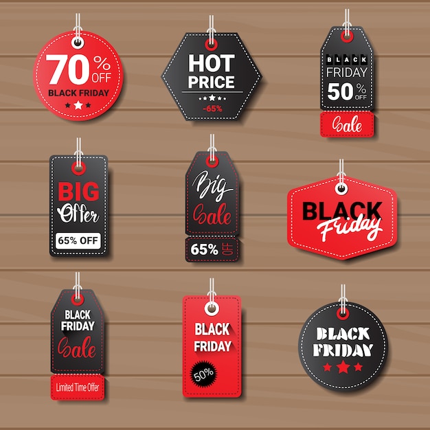 Premium Vector Collection of black friday tags or labels