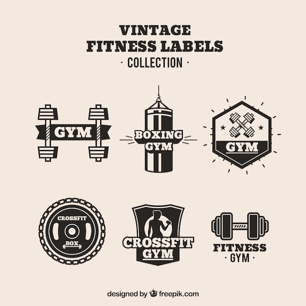 Download Free Collection Of Black Vintage Fitness Labels Free Vector Use our free logo maker to create a logo and build your brand. Put your logo on business cards, promotional products, or your website for brand visibility.