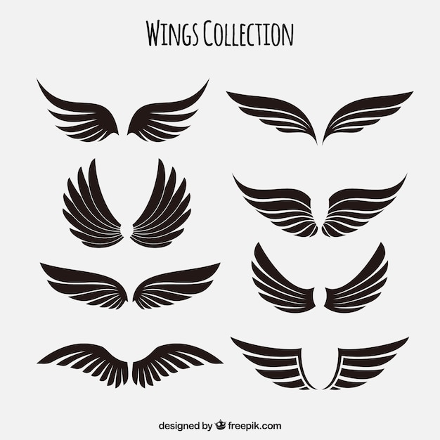 Collection of black wings Free Vector