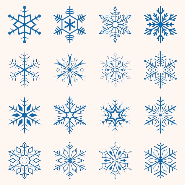 Premium Vector | Collection of blue snowflakes