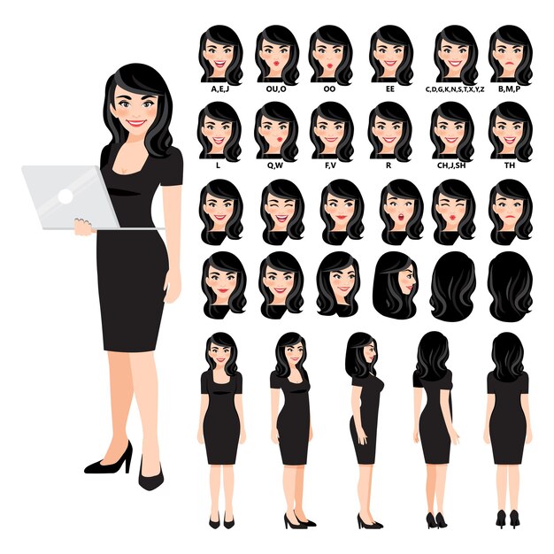 Premium Vector Collection Of Businesswoman Cartoon Character 8845