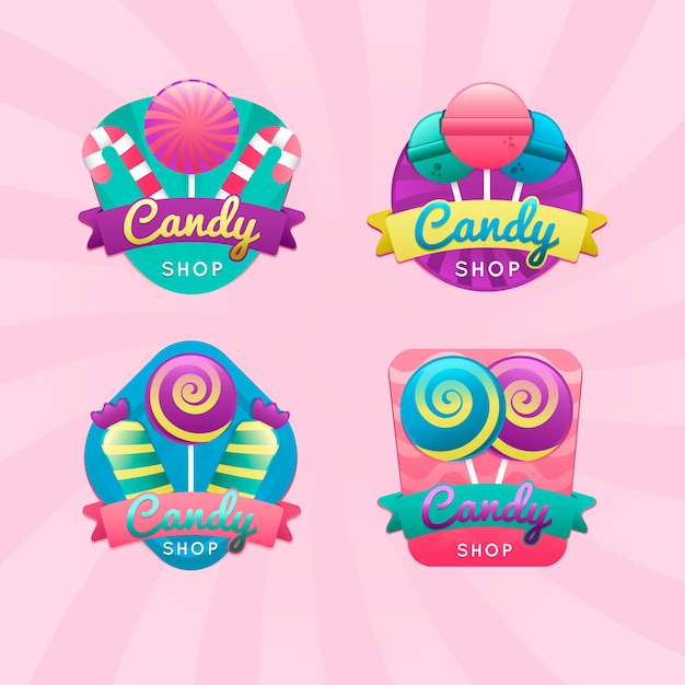 Premium Vector | Collection of candy store logos for the company in ...