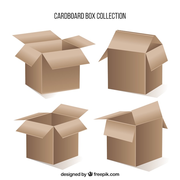 Free Vector Collection Of Cardboard Boxes In Realistic Style