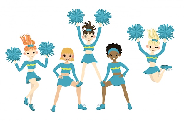 Premium Vector | Collection of cheerleaders isolated on a white ...