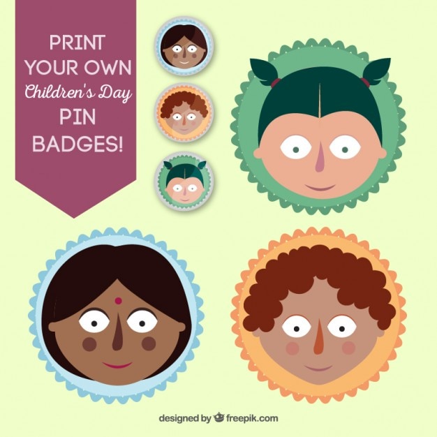 Free Vector | Collection of children's day pin badges