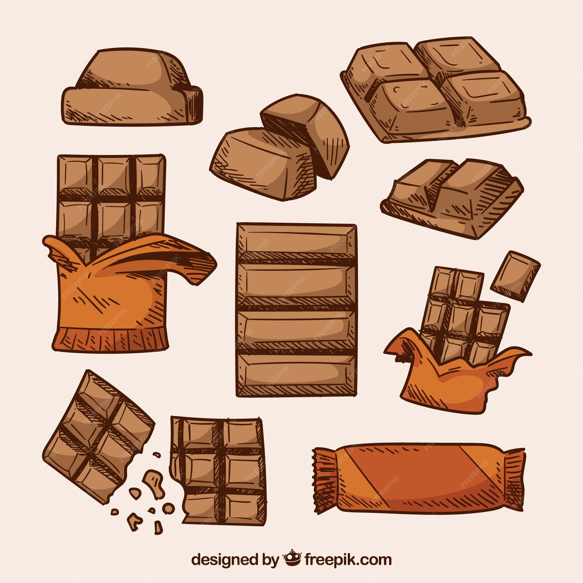 Free Vector | Collection of chocolate bars and pieces