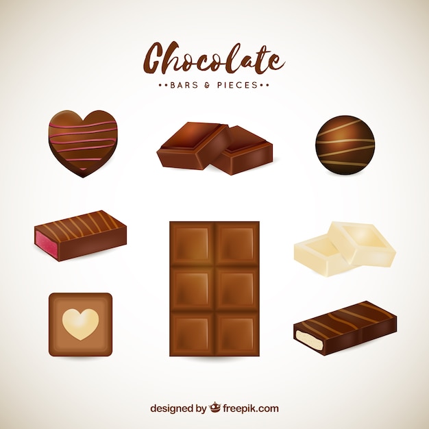 Free Vector Collection Of Chocolate Bars In Realistic Style