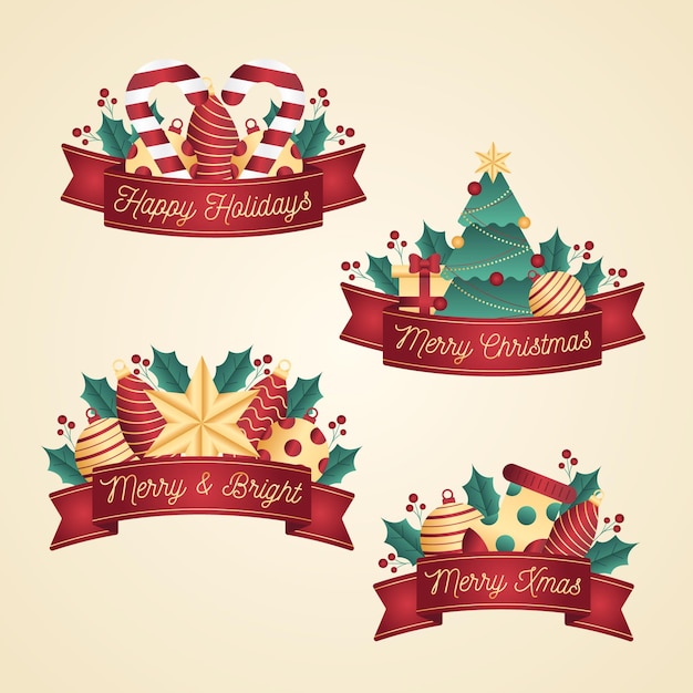 Free Vector | Collection of christmas badge in flat design