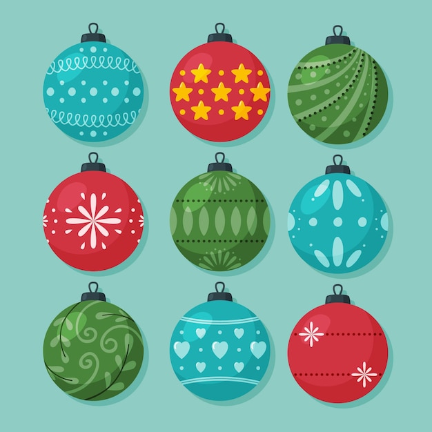 Free Vector | Collection of christmas ball ornaments