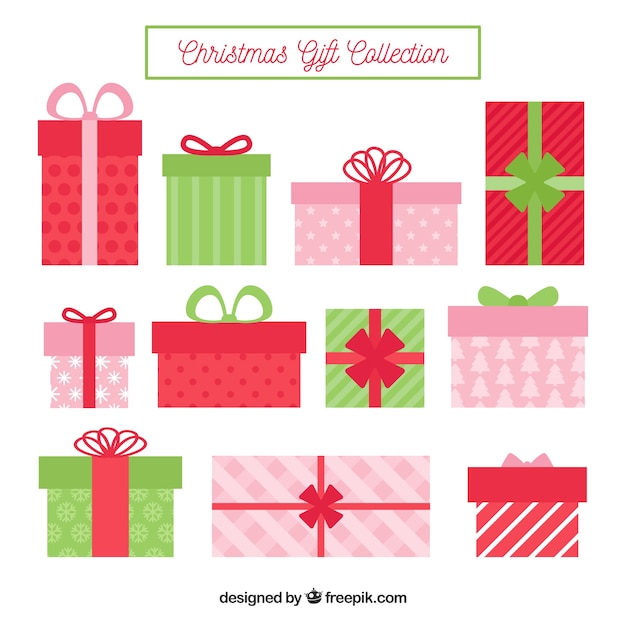 Collection of christmas gift boxes in flat design Vector | Free Download