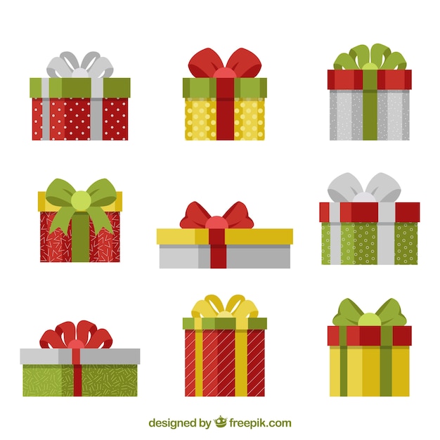 Free Vector | Collection of christmas gift boxes in flat design