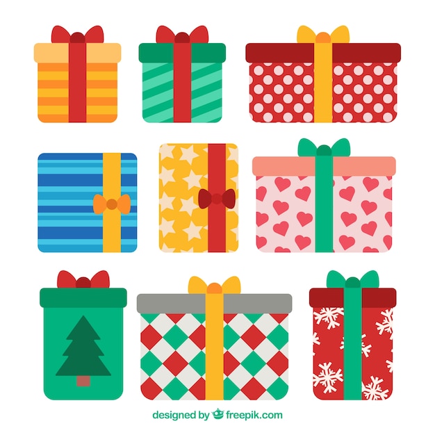 Download Free Collection Of Christmas Gift In Flat Design Free Vector Use our free logo maker to create a logo and build your brand. Put your logo on business cards, promotional products, or your website for brand visibility.
