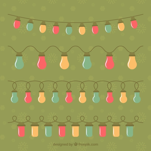 Free Vector | Collection of christmas lights on a green background