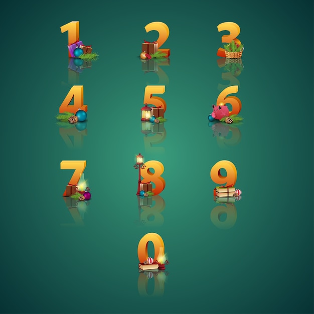 Download Collection of christmas numbers. | Premium Vector