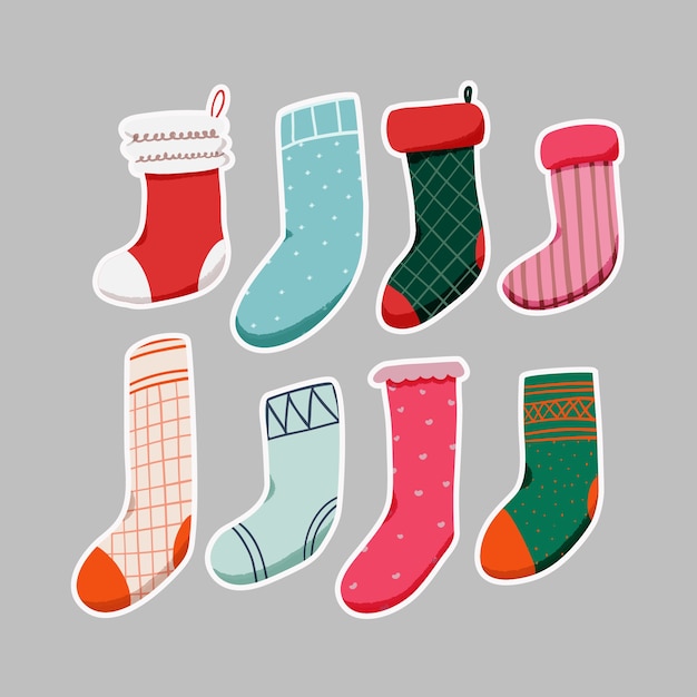 Premium Vector  Collection of christmas sock