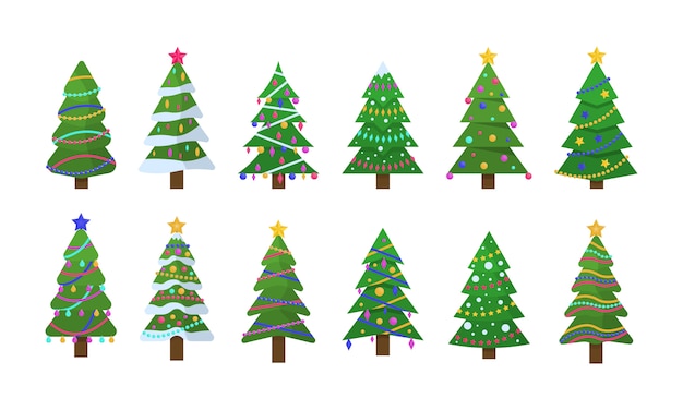 Premium Vector | Collection of christmas trees in flat design for ...