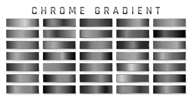 Premium Vector | Collection of chrome metallic gradient. brilliant ...