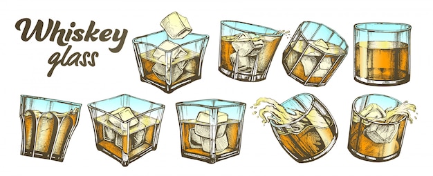 Download Collection classical irish whiskey glass Vector | Premium ...