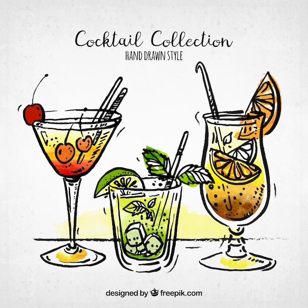 Free Vector | Collection of cocktail sketches