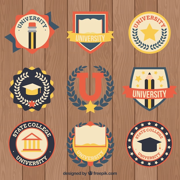 Free Vector | Collection of college logos in vintage style