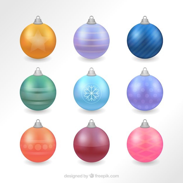 Premium Vector | Collection of colored christmas balls