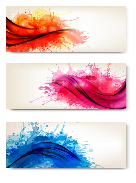 Premium Vector Collection Of Colorful Abstract Watercolor Banners 