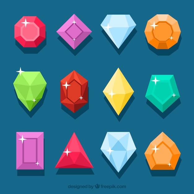 Free Vector | Collection of colorful gemstones