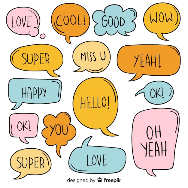 Collection Of Colourful Speech Bubbles With Different Expressions Vector Free Download 