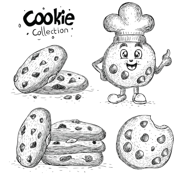 Premium Vector Collection of cookie in hand drawn
