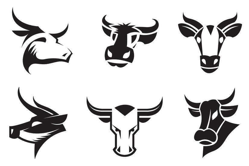 Premium Vector | Collection of cows heads