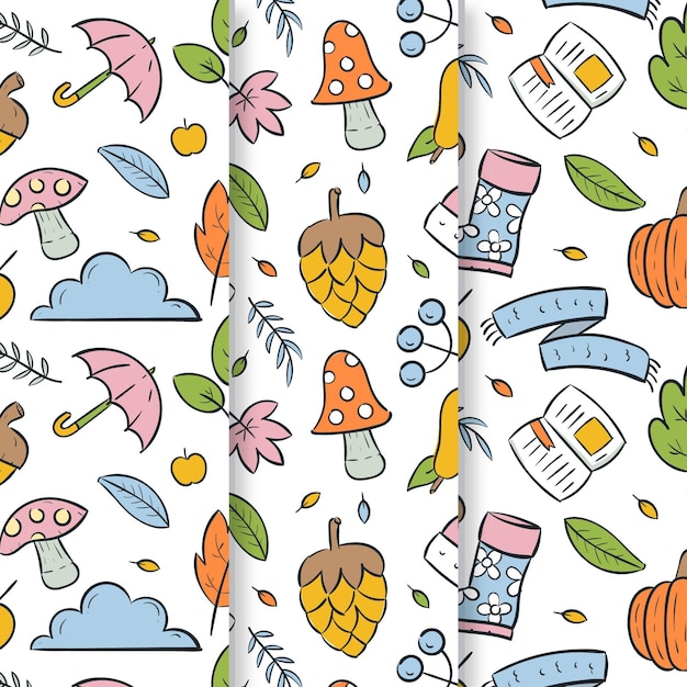 Free Vector Collection of cute autumn patterns