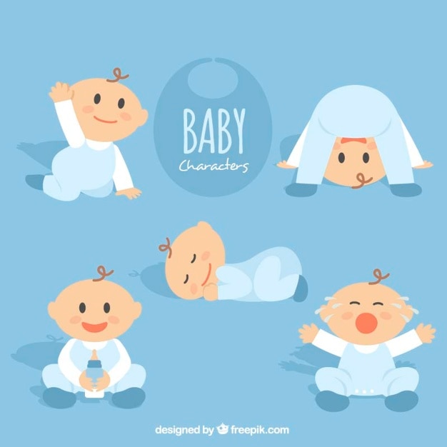 Free Vector | Collection of cute baby in flat design