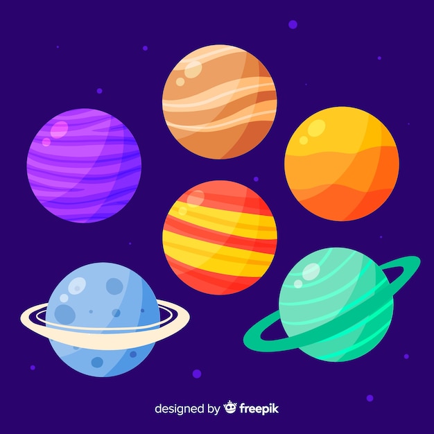 Collection of cute hand drawn planets Vector | Free Download