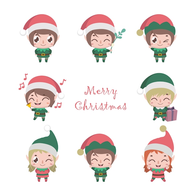 Premium Vector | Collection of cute little elves